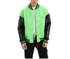 Giacca da baseball bomber in ecopelle color block da uomo personalizzata del produttore OEM