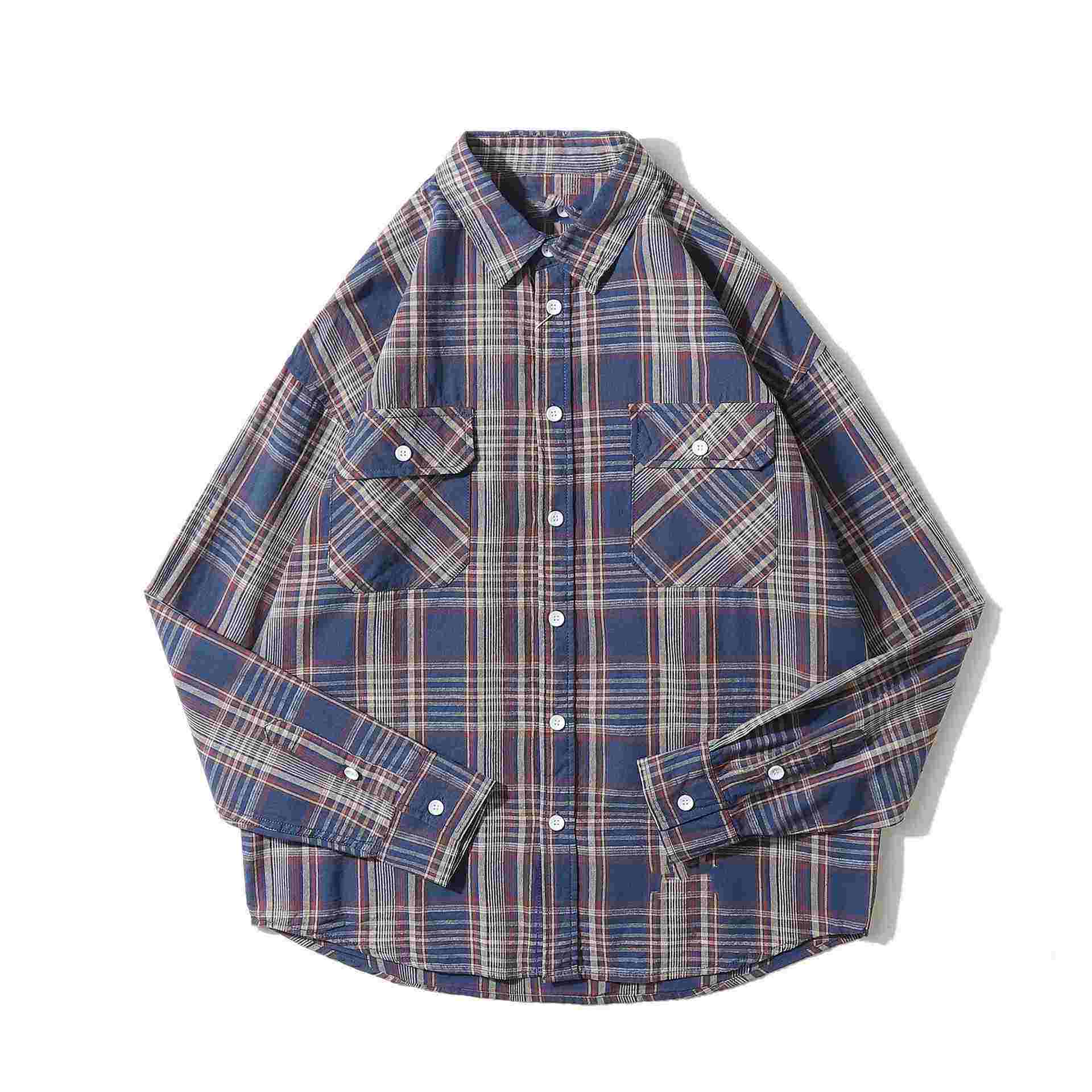 OEM Tillverkare Grossist Bomull Casual Oversize Storlek Full Pl&auml;d tryckta Vintage Lapel Shirts F&ouml;r m&auml;n