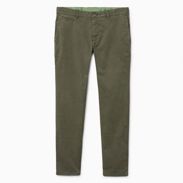 OEM servis P&aacute;nsk&eacute; bavlněn&eacute; Pohodln&eacute; kalhoty slim Fit Chinos Army zelen&eacute; s poutky na opasek
