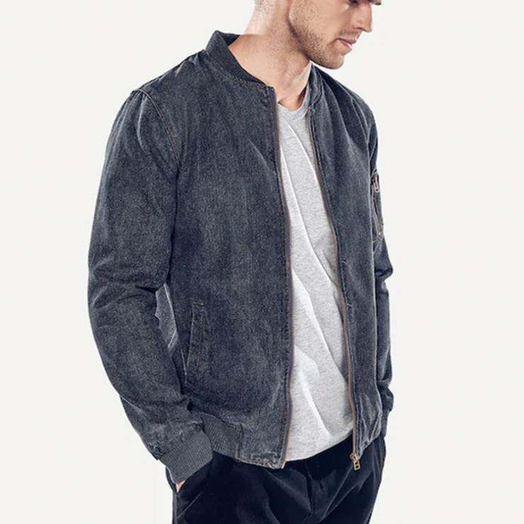 Roupas masculinas Moda Jaket Jeans Jaquetas jeans com z&iacute;per