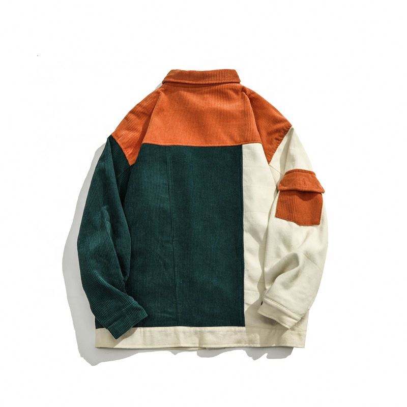 OEM-Hersteller ma&szlig;geschneiderte Herren-Manteljacke mit Farbblockierung, l&auml;ssiger Tasche, lang&auml;rmelig und Revers