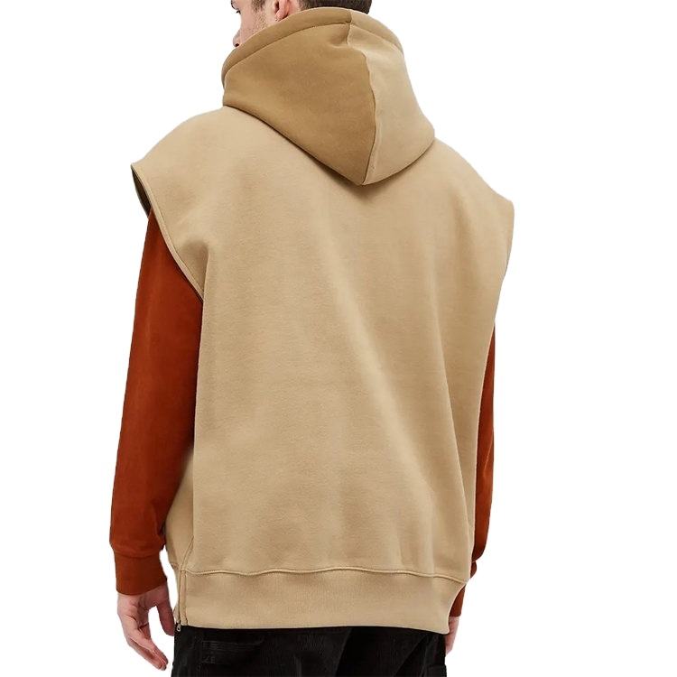 Custom Men Color Block Oversized hettegenser Avtakbare ermer Half Zip Hettegensere