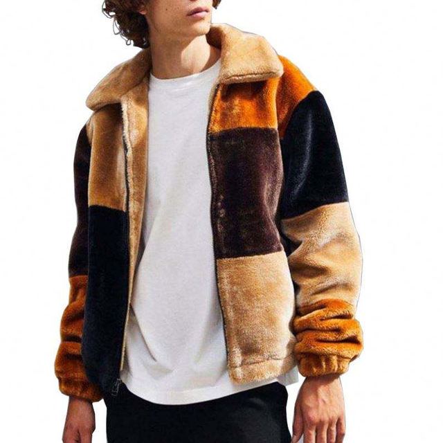 OEM-producent Custom M&aelig;nd H&oslash;jkvalitets Lynl&aring;s Lang&aelig;rmet Turn-Down Krave Flerfarvet Patchwork Velvet Jacket