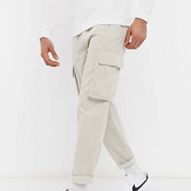 Pantalon cargo en velours c&ocirc;tel&eacute; pour hommes, nouveau cr&eacute;ateur personnalis&eacute; OEM, taille &eacute;lastique, uni