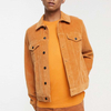 Lelaki Kasual Fesyen Cord Western Jaket Regular Fit Plain Corduroy Jaket Dalam Mustard