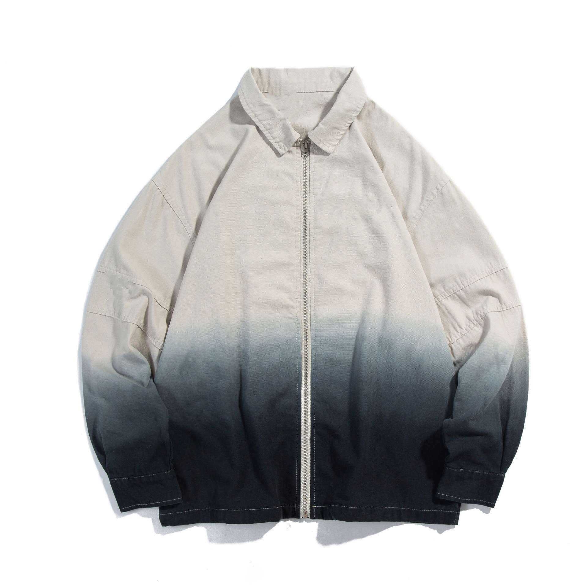 Персонализирано облекло от OEM производител Мъжки мъжки ретро поп градиентен принт с ревери Ежедневни свободни дрехи за яке