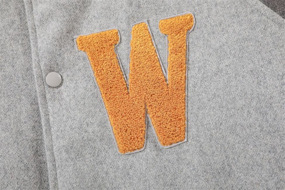 Giacca da cappotto casual ricamata in ciniglia a blocchi di colore uniforme da baseball per abbigliamento da uomo personalizzato produttore OEM