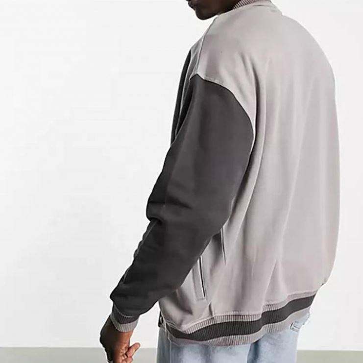 OEM v&yacute;robce na zak&aacute;zku vysoce kvalitn&iacute; p&aacute;nsk&aacute; baseballov&aacute; bunda se zap&iacute;n&aacute;n&iacute;m na knofl&iacute;ky v šed&eacute; barvě