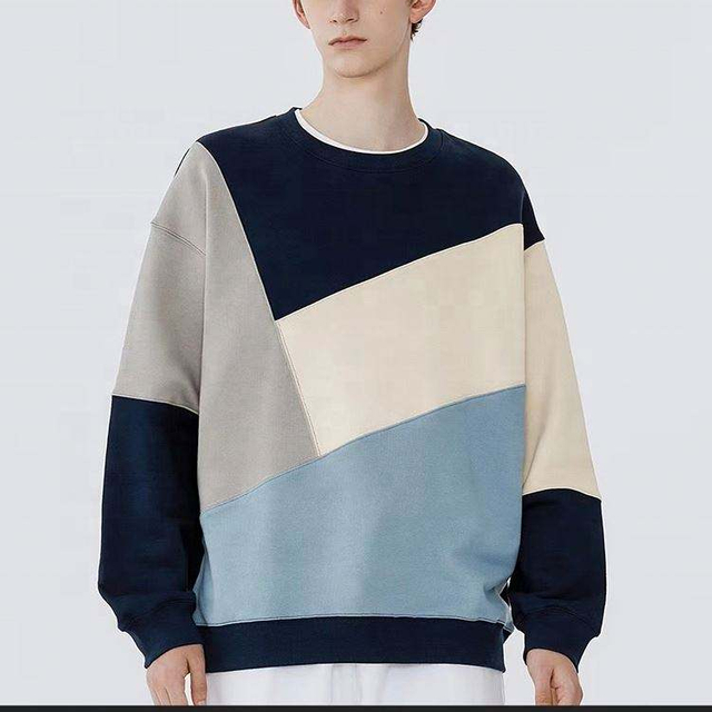 OEM Manufacturer customized Logo Patchwork O-Neck Oversized Sweatshirt High Street Sweatshirt homines