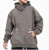 Pengilang OEM Custom Vintage Wash Cotton Zip Hood Bersaiz Besar Plain Hoodie Dengan Jahitan Kontras Untuk Lelaki