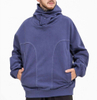 Producent OEM Niestandardowe bluzy z kapturem z grubej bawełny o gramaturze 460 g/m&sup2;, frotte francuskiej z kontrastowymi szwami i kapturem zapinanym na guziki