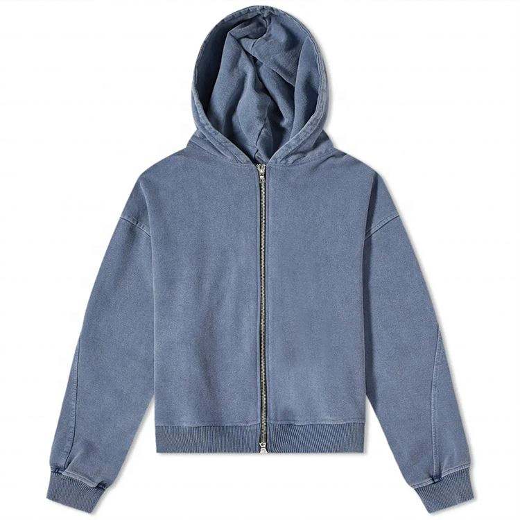 Felpe con cappuccio oversize da lavaggio personalizzate con cerniera in stile vintage da uomo all'ingrosso del produttore OEM in 100% cotone