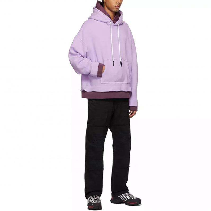 ຜູ້ຜະລິດ OEM Custom French Terry 100% Cotton Heavyweight Double Layer Oversized Hoodie For Men