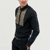 OEM-производитель Сублимационные рубашки на заказ с контрастными блестками Черная мужская рубашка с длинным рукавом