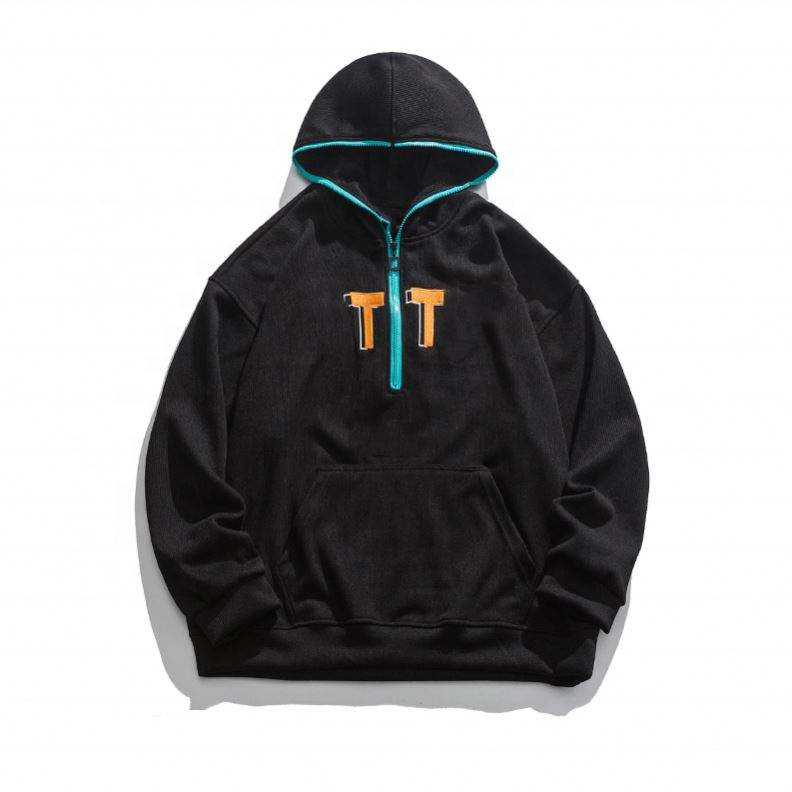Sudaderas con capucha de encargo del tama&ntilde;o extra grande de las mangas largas de la capilla de la cremallera del bordado del fabricante del OEM ocasionales