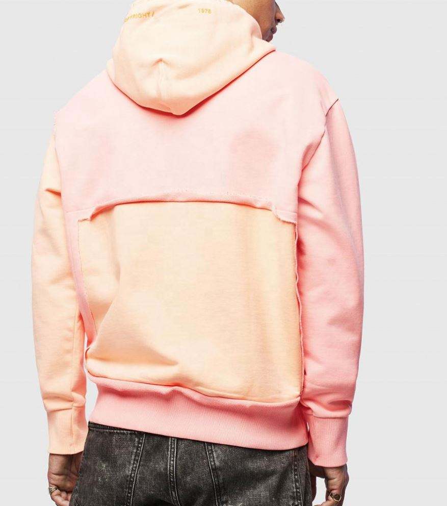 OEM-producent Custom Unisex Bomuld Distressed Engros Farveblok Raw Edge H&aelig;ttetr&oslash;jer Sweatshirt Pullover