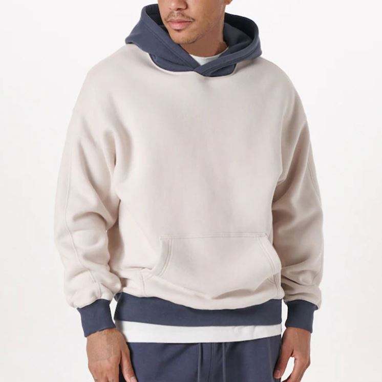 Fabricante OEM, abrigos personalizados para hombre, gran oferta, sudaderas de manga larga, sudaderas con capucha de retazos de gran tama&ntilde;o en blanco a la moda para