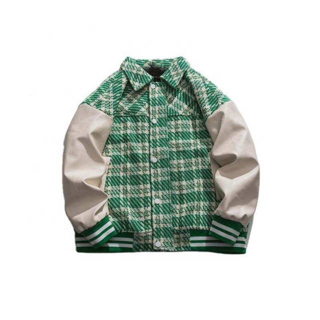 ผู้ผลิต Oem Custom Men's Cotton-Padded Contrast Color Stitching Sleeve Small Plaid Cotton Jacket