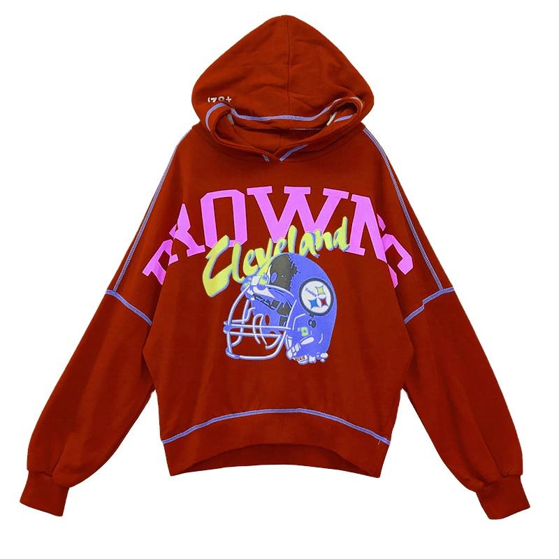 OEM-palvelu Custom Printed Logo Contrast Stitch -huppari 100 puuvillaa