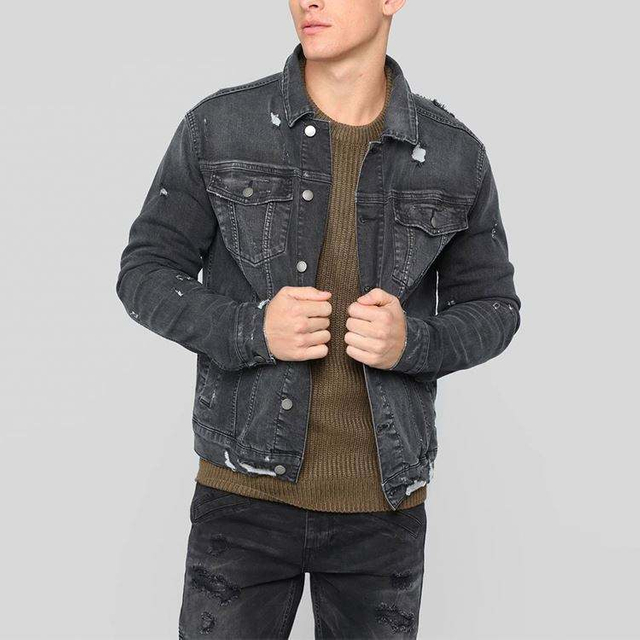 Hot Sale Made In China Wholesale Denim Jacket Moška Slim Fit Washed Out Custom Denim Jakna Turtleneck