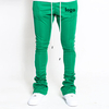 Skinny Pants Colour Block Drawstring Waist Men Stacked Joggers