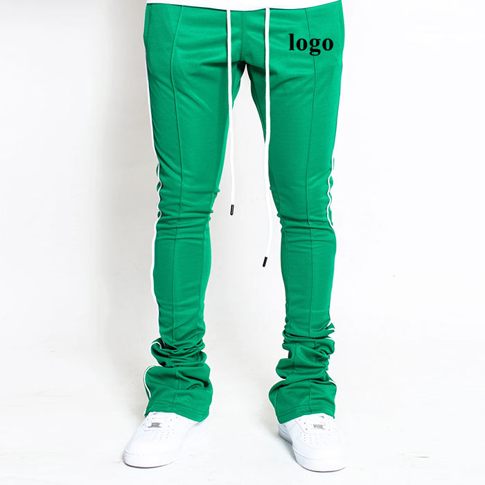 Skinny Pants Colour Block Drawstring Waist Men Stacked Joggers