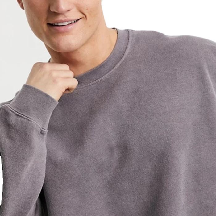 Hoogwaardige herengewassen sweatshirts, oversized herensweatshirts met ronde hals en drop-shoulder
