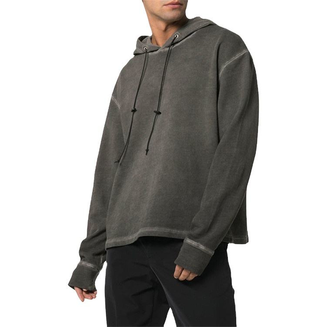 Sudadera con capucha lavada del desgaste de la calle del jersey del vintage de los hombres relajados de encargo