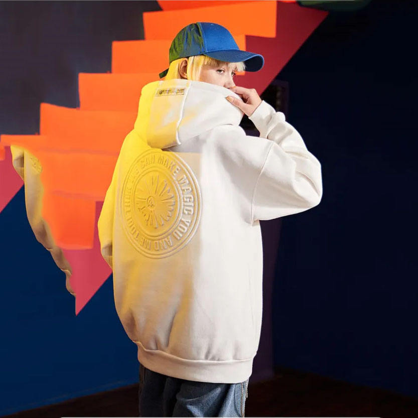 100 % bomull herre tilpasset logogenser Unisex bokstavutskrift 3D-preget hettegenser