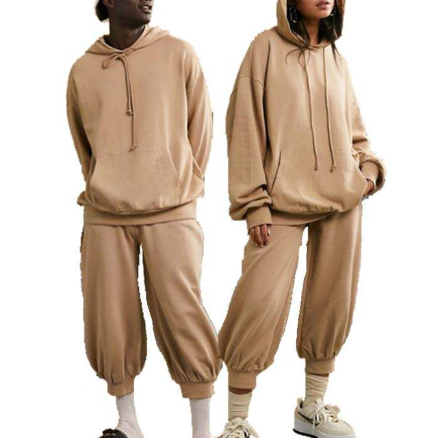 Atacado personalizado jogger agasalho cor s&oacute;lida oversized duas pe&ccedil;as agasalho unisex conjunto de agasalho