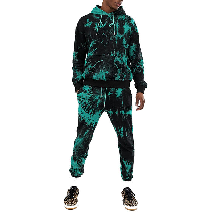 Bulk groothandel herfst sweatsuit tweedelige trainingspakken sets heren tie-dye sweatsuit