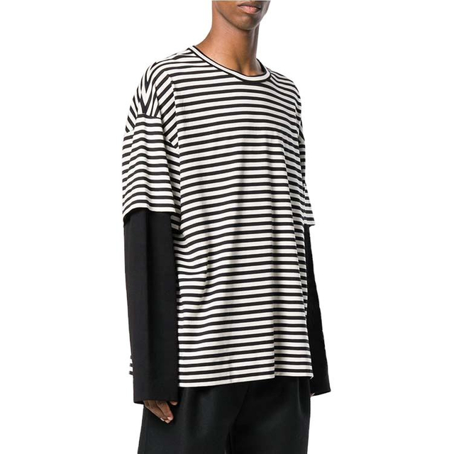 Tilpasset dobbeltlags langermet stripe-t-skjorte