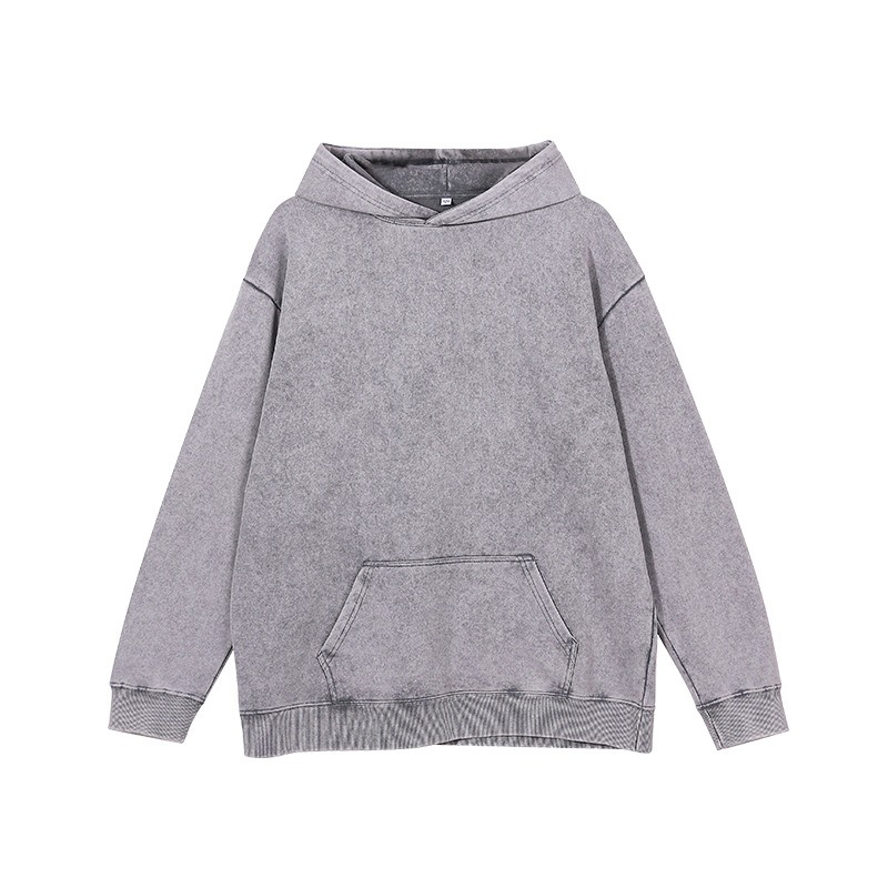 400Gsm Vintage Streetwear Crewneck Retro Custom Logo Men's Wax ย้อม Hoodie