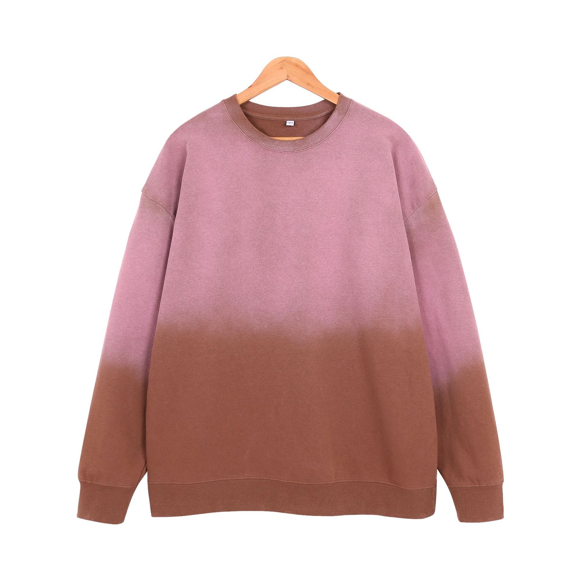 400Gsm ခေတ်ဟောင်း Gradient အရောင် Streetwear Crewneck Retro စိတ်ကြိုက်လိုဂို အမျိုးသားများအတွက် Hoodie အင်္ကျီ