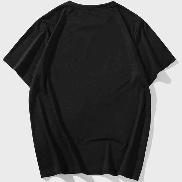 Oem Custom Logo Hitam O-Neck Cetak Skrin T-Shirt Lelaki Lengan Pendek 50/50 Cotton Poliester T-Shirt