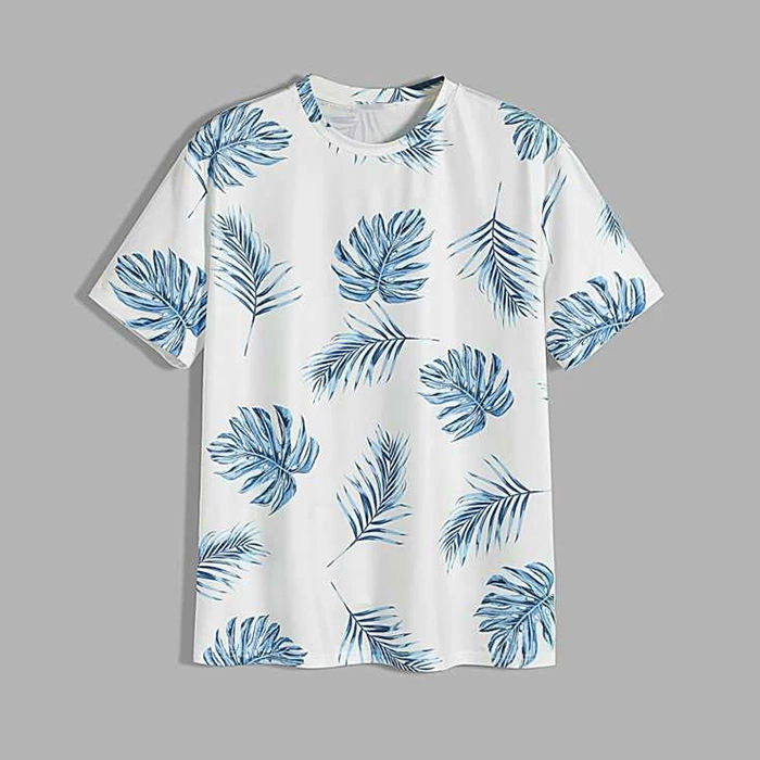 Gran oferta, venta al por mayor, camisetas personalizadas con estampado Tropical por todo el cuerpo, camisetas de manga corta con cuello redondo para hombres con impresi&oacute;n Digital