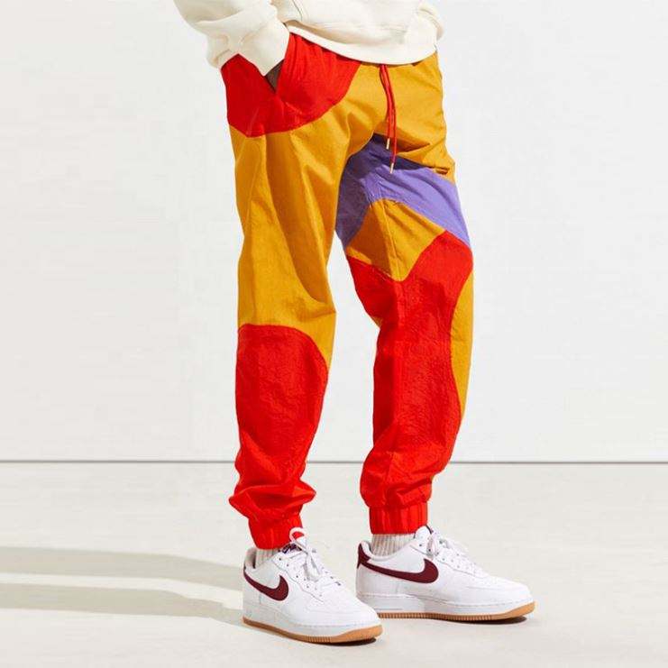 ผู้ผลิต OEM Custom Nylon Colorblock Jogger Track Pants สำหรับผู้ชาย