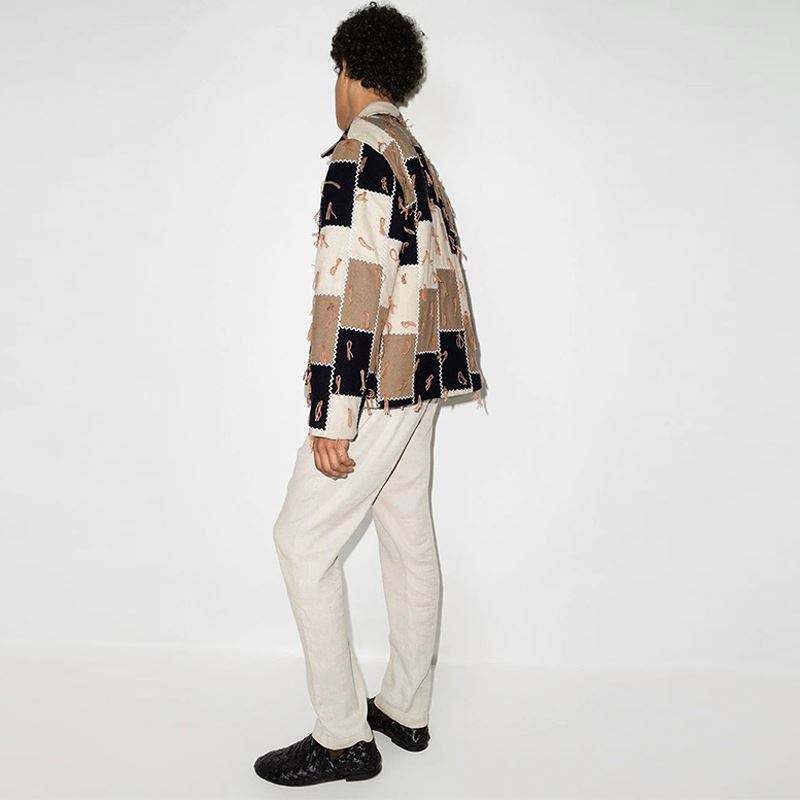 Giacca con frange patchwork monopetto a maniche lunghe di alta qualit&agrave; personalizzata da uomo produttore OEM