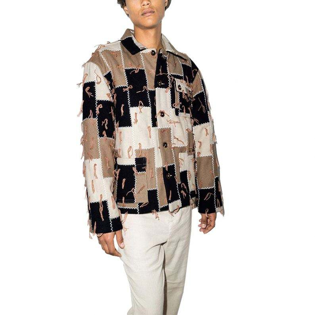 Fabricante OEM personalizado moda masculina ao ar livre de alta qualidade manga comprida jaqueta de retalhos com franjas
