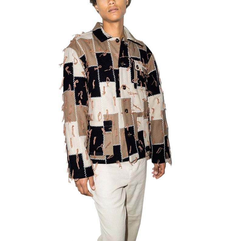 Giacca con frange patchwork monopetto a maniche lunghe di alta qualit&agrave; personalizzata da uomo produttore OEM