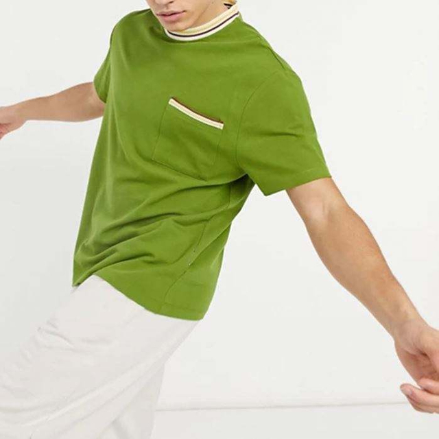 Oem Veľkoobchod Bavlnen&eacute; tričko Kontrastn&aacute; p&aacute;ska Crwe Neck Muži Obyčajn&eacute; tričko s kr&aacute;tkym ruk&aacute;vom