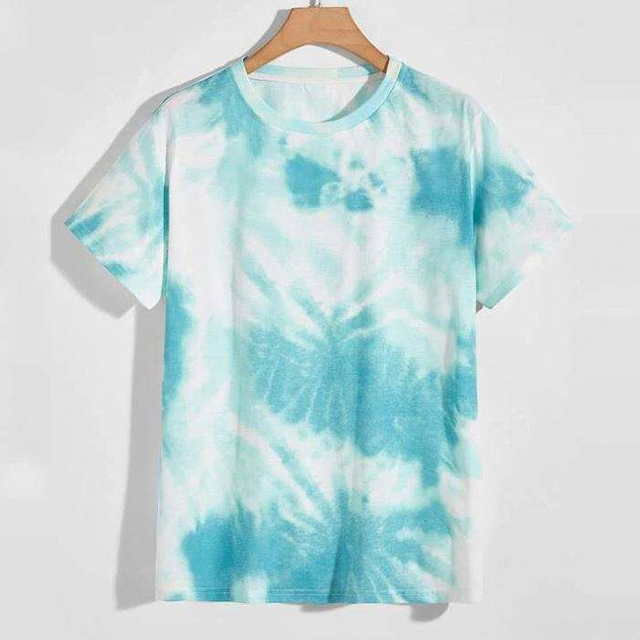 H&oslash;jkvalitets M&aelig;nd Designer Tshirt Kort&aelig;rmet O-hals M&aelig;nd Tie Dye Printet Tshirt