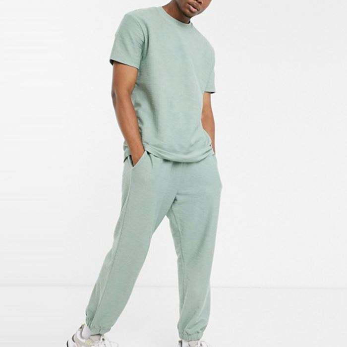 Conjunto de agasalho masculino liso estilo ver&atilde;o, camiseta de duas pe&ccedil;as e conjuntos de corrida