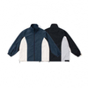Fabricante OEM, tallas grandes personalizadas, costuras en contraste, cuello levantado popular, chaqueta informal con cremallera
