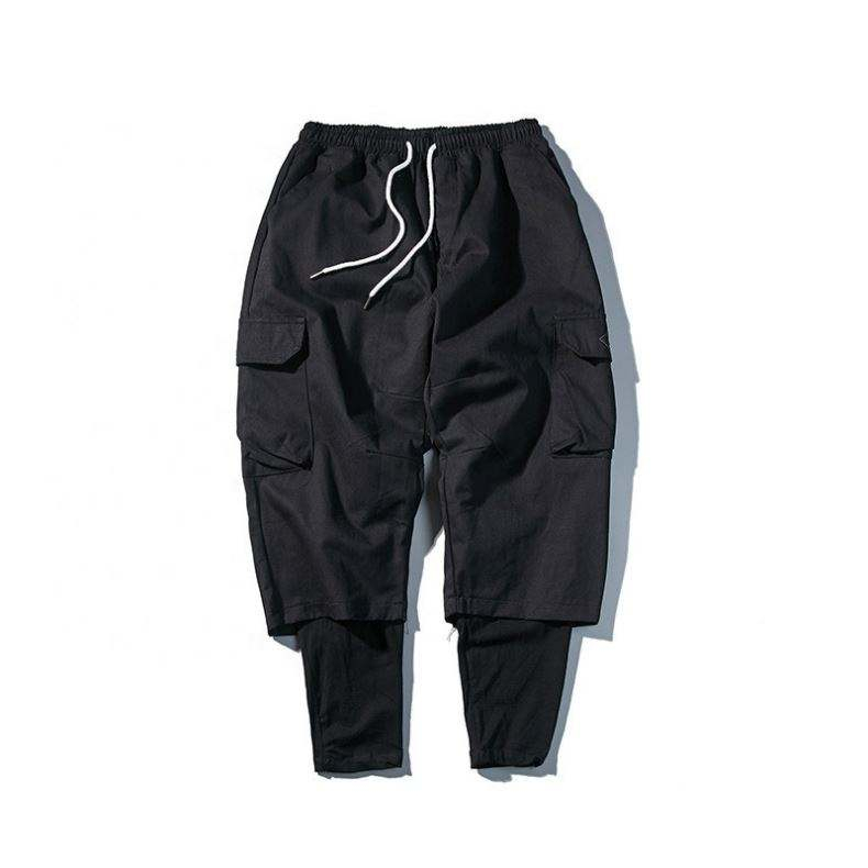 OEM-producent Tilpas Pure Color M&aelig;nd Multifunktionelle joggingbukser med sn&oslash;re Cargobukser Streetwear m&aelig;nds bukser