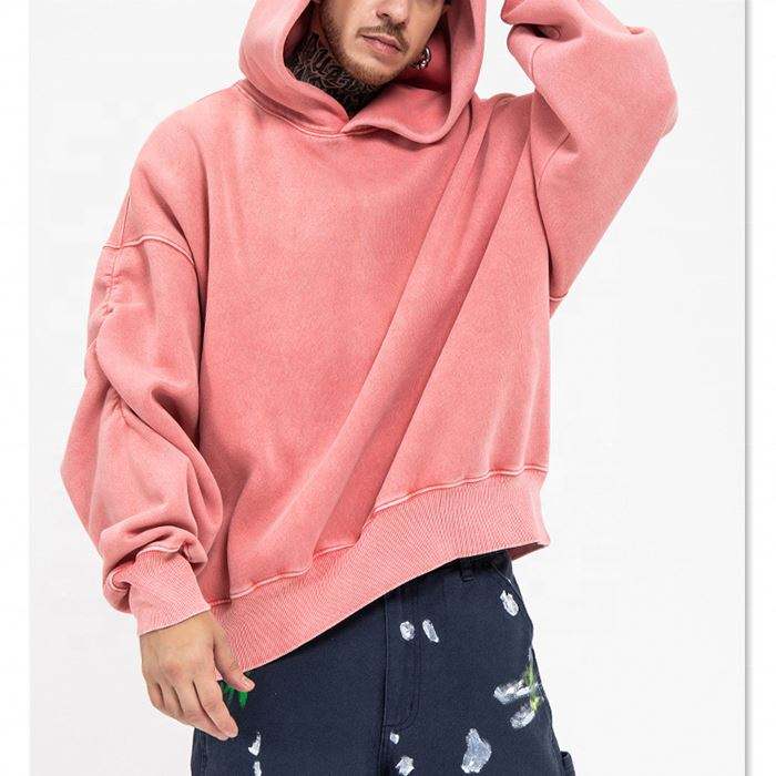 Produttore OEM LOGO PERSONALIZZATO FELPA CON CAPPUCCIO DI ALTA QUALIT&Agrave; PULLOVER DA UOMO OVERSIZE PESANTE 100% COTONE FELPA VINTAGE LAVATA
