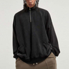 Pullover ampio con colletto rialzato con cerniera invecchiata produttore OEM con tasche Felpe con lavaggio acido
