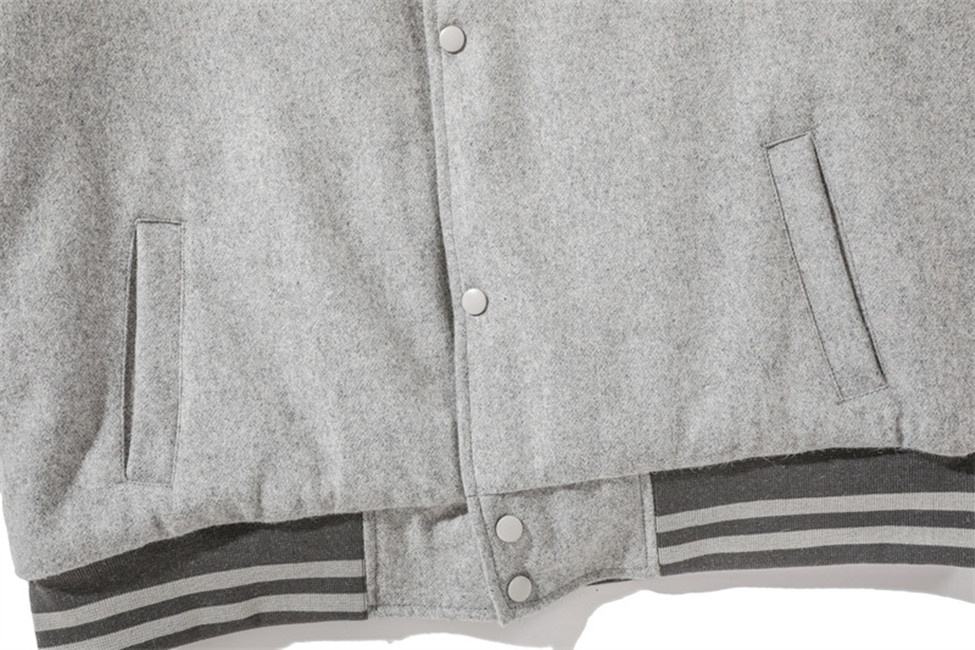 OEM-Hersteller kundenspezifische Herrenbekleidung Baseballuniform Farbblock Chenille bestickte Freizeitmanteljacke