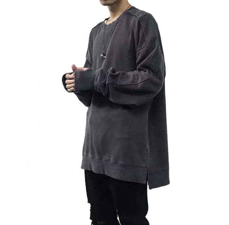 Fabricante oem logotipo personalizado de boa qualidade simples manga longa jumper liso cor s&oacute;lida algod&atilde;o oversize pul&ocirc;ver para homem 2022 novo