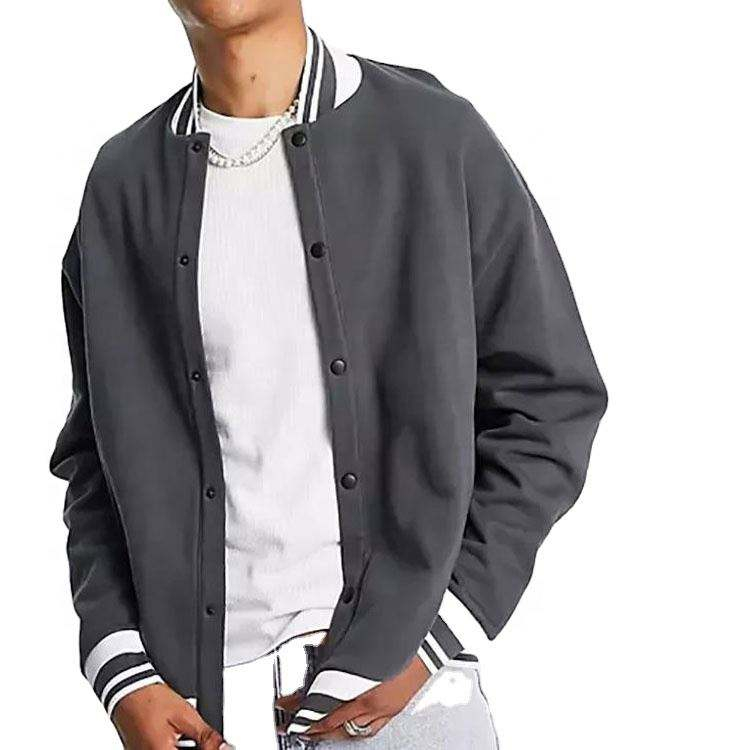 OEM v&yacute;robce na zak&aacute;zku vysoce kvalitn&iacute; p&aacute;nsk&aacute; baseballov&aacute; bunda se zap&iacute;n&aacute;n&iacute;m na knofl&iacute;ky v šed&eacute; barvě